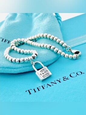 Rare Tiffany & Co 1837 Padlock Mini Bead Bracelet 3mm Lock Sterling Silver 7.5